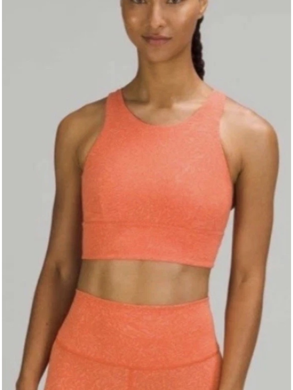 lululemon Wunder train longline bra crunch warm coral color everlux high neck. 4